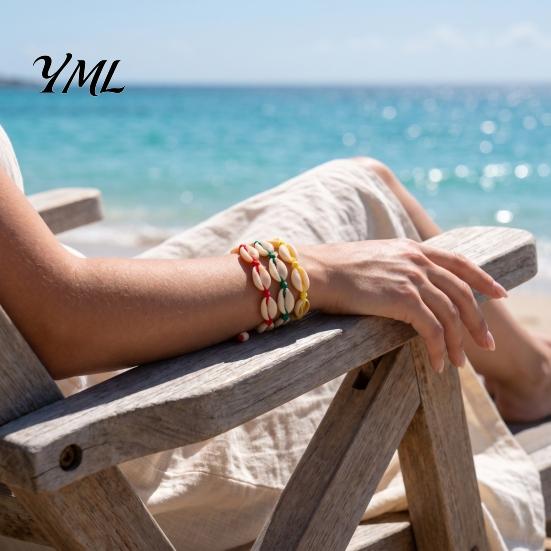 Handmade Beach Jewelry for Women Seashell Bracelet, Natural Shell Boho Beaded Adjustable Durable Cord Bracelets Daily Wear Woven String Bracelet