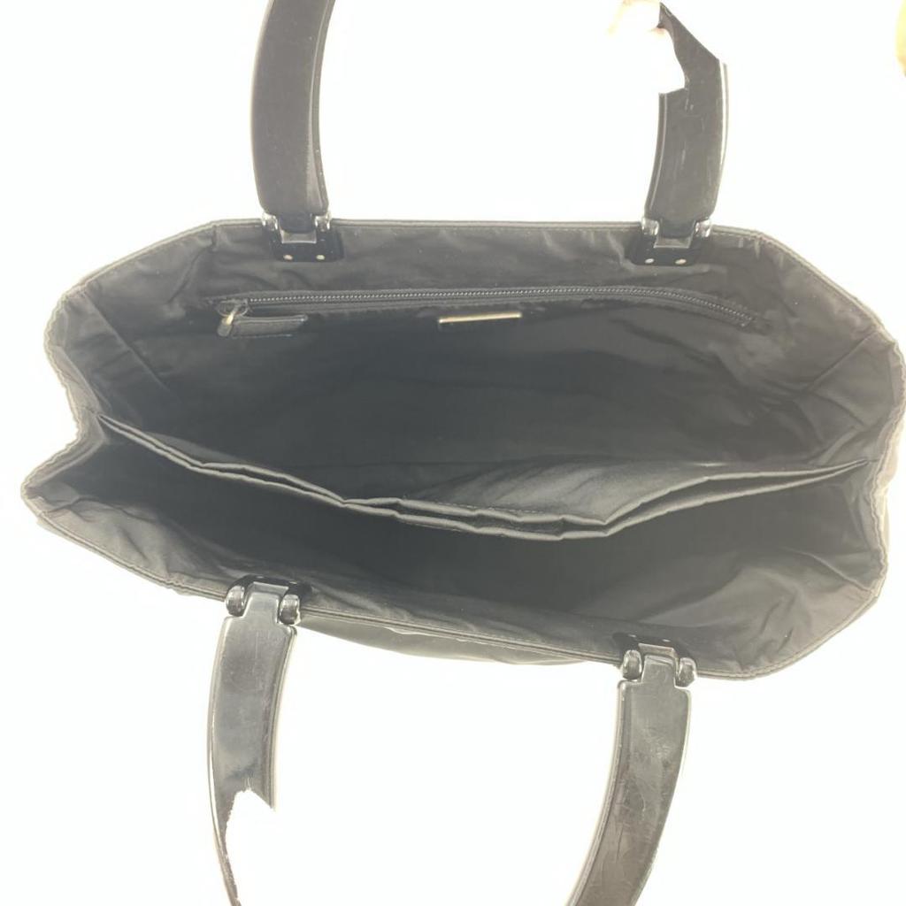 PRADA Handbag Tote Bag Tessuto Nylon Plastic Handle B8363 Black Triangle Logo Plate White Tag