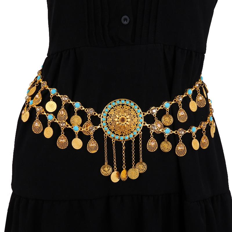 

Retro Bohemian Tassel Waist Chain & Headwear Necklace серебряный