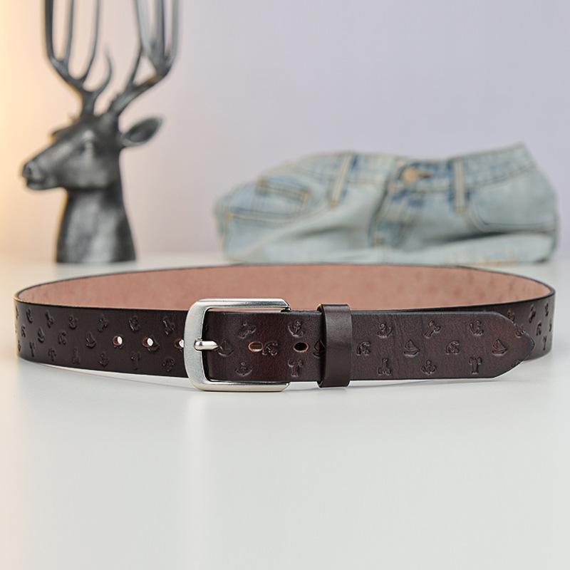 Men'S Belt Pure Cowhide Needle Buckle Qingzhong Business Classic Retro Suit Belt Jeans Belt