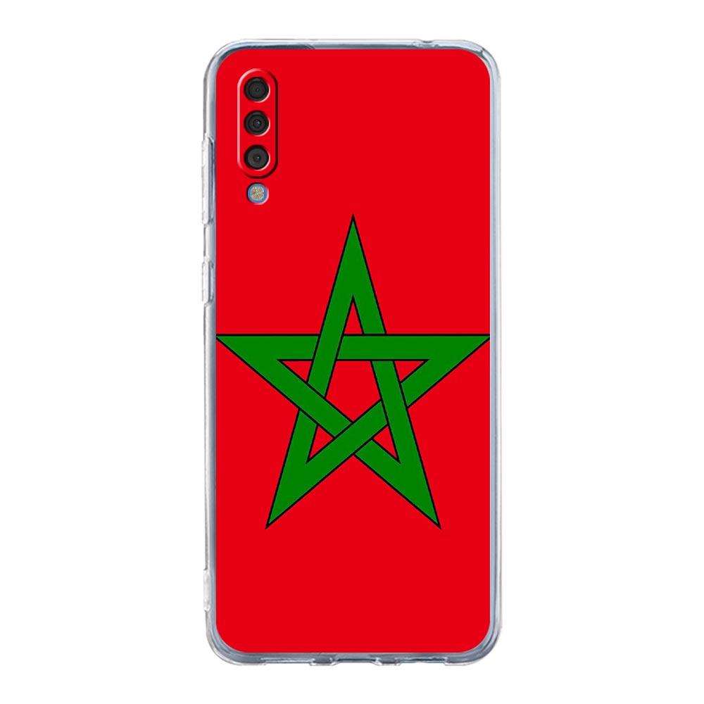 Morocco Flag Fotballtelefonveske til Samsung Galaxy A52 A50 A70 A10 A30 A40 A20S A20E A02S A12 A22 A72 A32 5G A04s Klart deksel