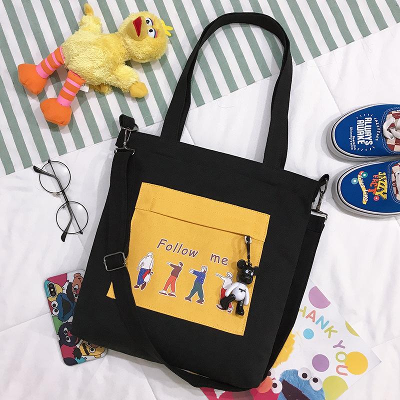 New canvas bag student shoulder bag college style shopping bag canvas bag women's shoulder bag