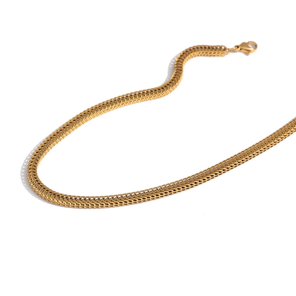 

Yhpup Stainless Steel Chain Necklace High Quality 18 K PVD Plated Golden Collar for Women Waterproof Trendy Jewelry Gift