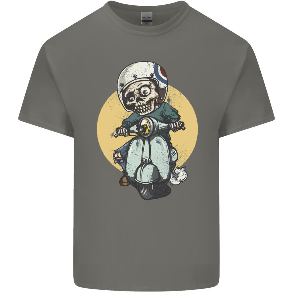 Mod Scooter Moped Skull Unisexs Light Cotton TShirt