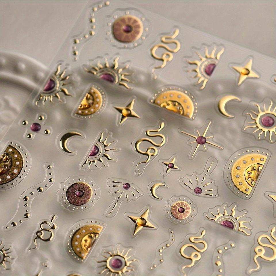 1Pc Color Gold + Jelly Glue Cartoon Nail Stickers Nail Art Stickers