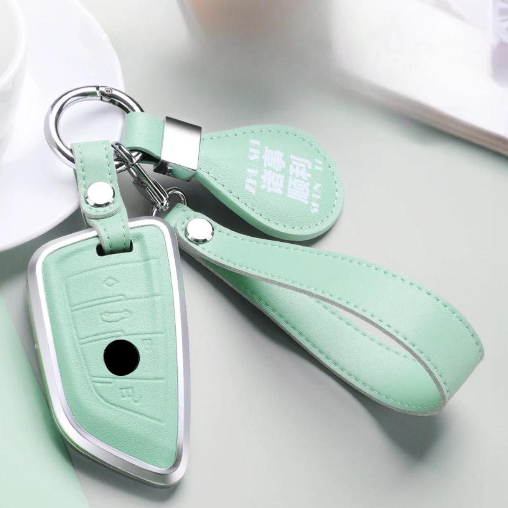 Alloy Leather Car Key Case Cover Shell Protector For Bmw X1 X3 X4 X5 F15 X6 F16 G30 7 Series G11 F48 F39 530 520 525 F30 G38