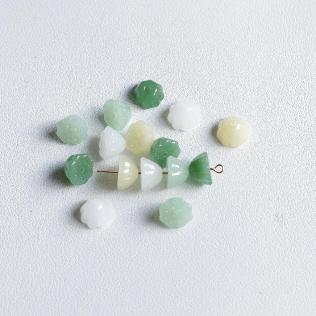 10mm Glazed Lotus Pod Pendant Imitation Jade Spacer Bead Handwoven Charm DIY Jewelry Material
