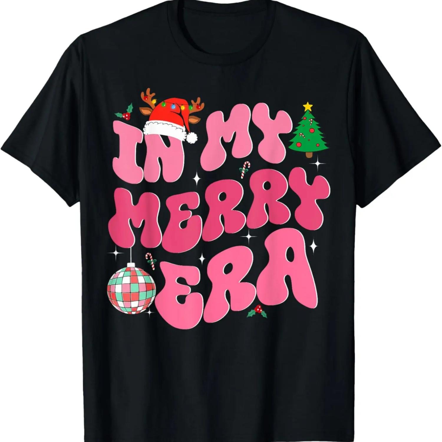 

In My Merry Era Funny Merry Christmas Xmas Christmas Holiday T-Shirt XXXXXL чорний