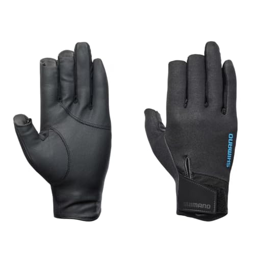 Shimano 03 Titanium Alpha Gloves, 3-Piece Cut, Semi-Long, GL-055Y, Black, XL