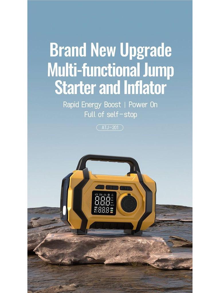 Car Emergency Power Supply & Air Pump with Tire Pressure Gauge – All-in-One Large Capacity Vehicle Starter