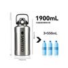 SANTECO Vacuum Insulated Water Bottle, Large Capacity, 1900ml, Keeps Cold or Hot, Stainless Steel Bottle with Straw, Compatible with Direct Drinking S