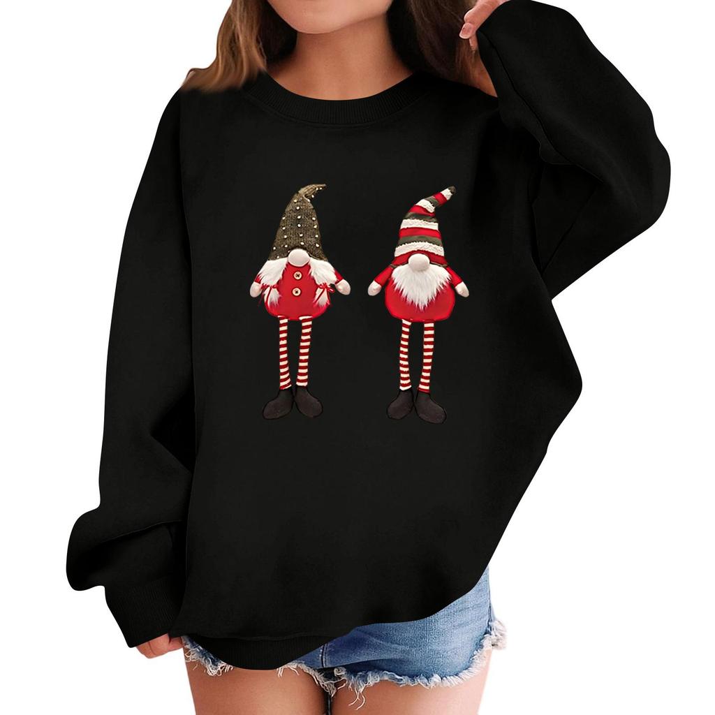 Children's Fashionable Casual Long-sleeved Loose Christmas Print Pullover Sweatshirt