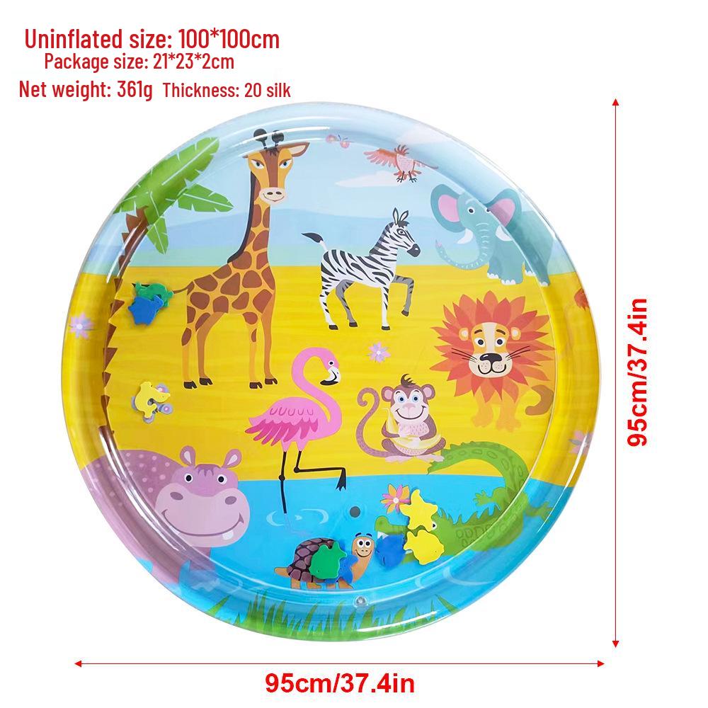 Inflatable Round Pat-Pat Water Mat for Babies & Toddlers - Marine Life Crawling Play Mat