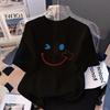 Cute Rabbit Smiling Face Printed White Children's T-shirt 2026 New Popular Summer Loose Top Parent-child Fashion Tee Shirt