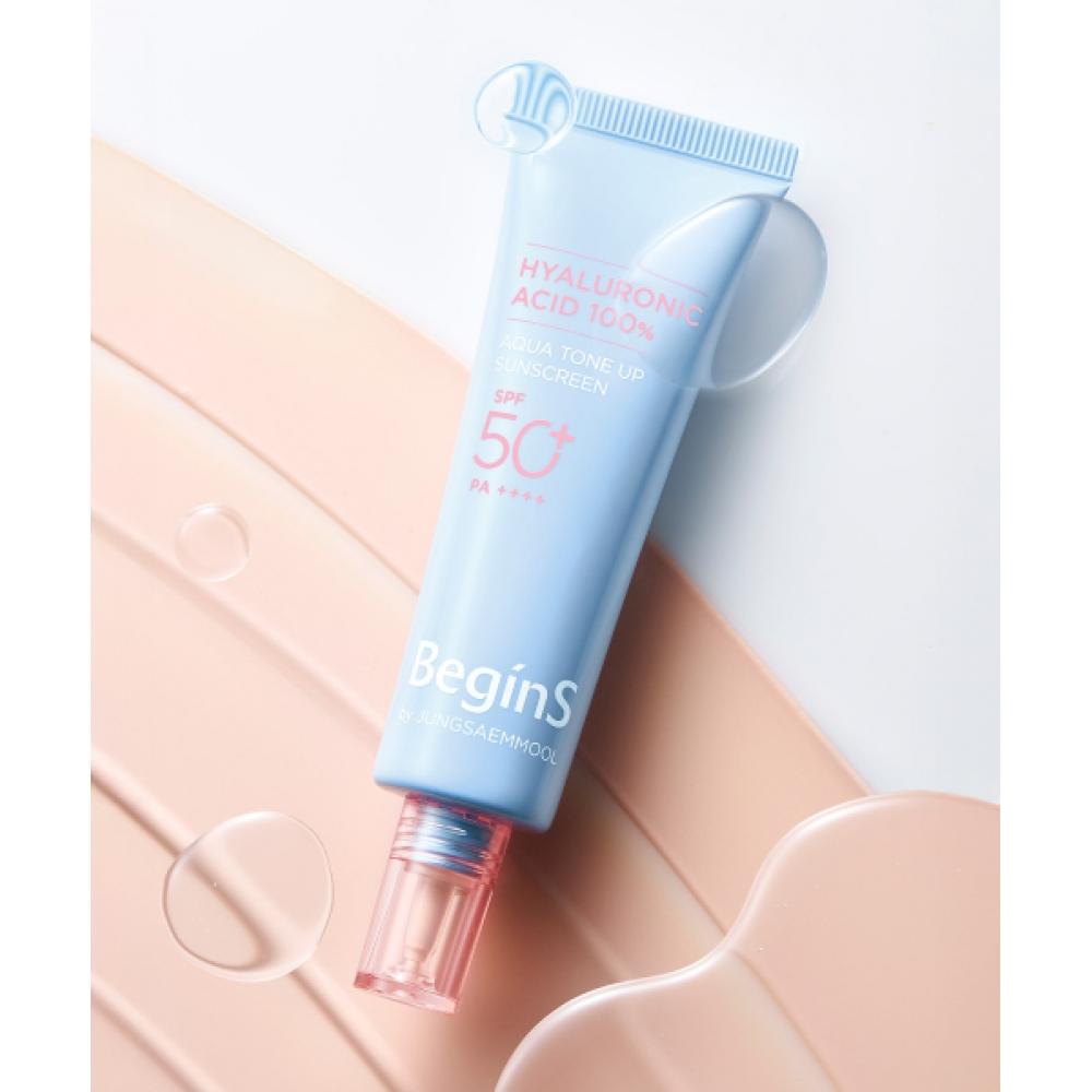 Begins [2set] Blue Chamomile Hyaluronic Acid Moistur Purple Tone Up Suncream 50ml 2pcs  Pure White Soft Cheeks Included 