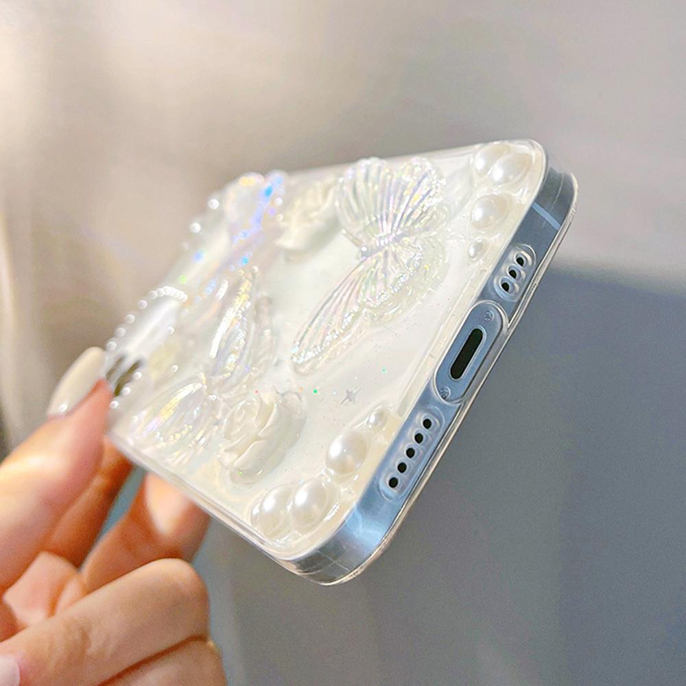 Ochronne Etui na Telefon do iPhone 12 mini, z Dekoracją 3D Motyl i Kwiat, Tylne Etui TPU