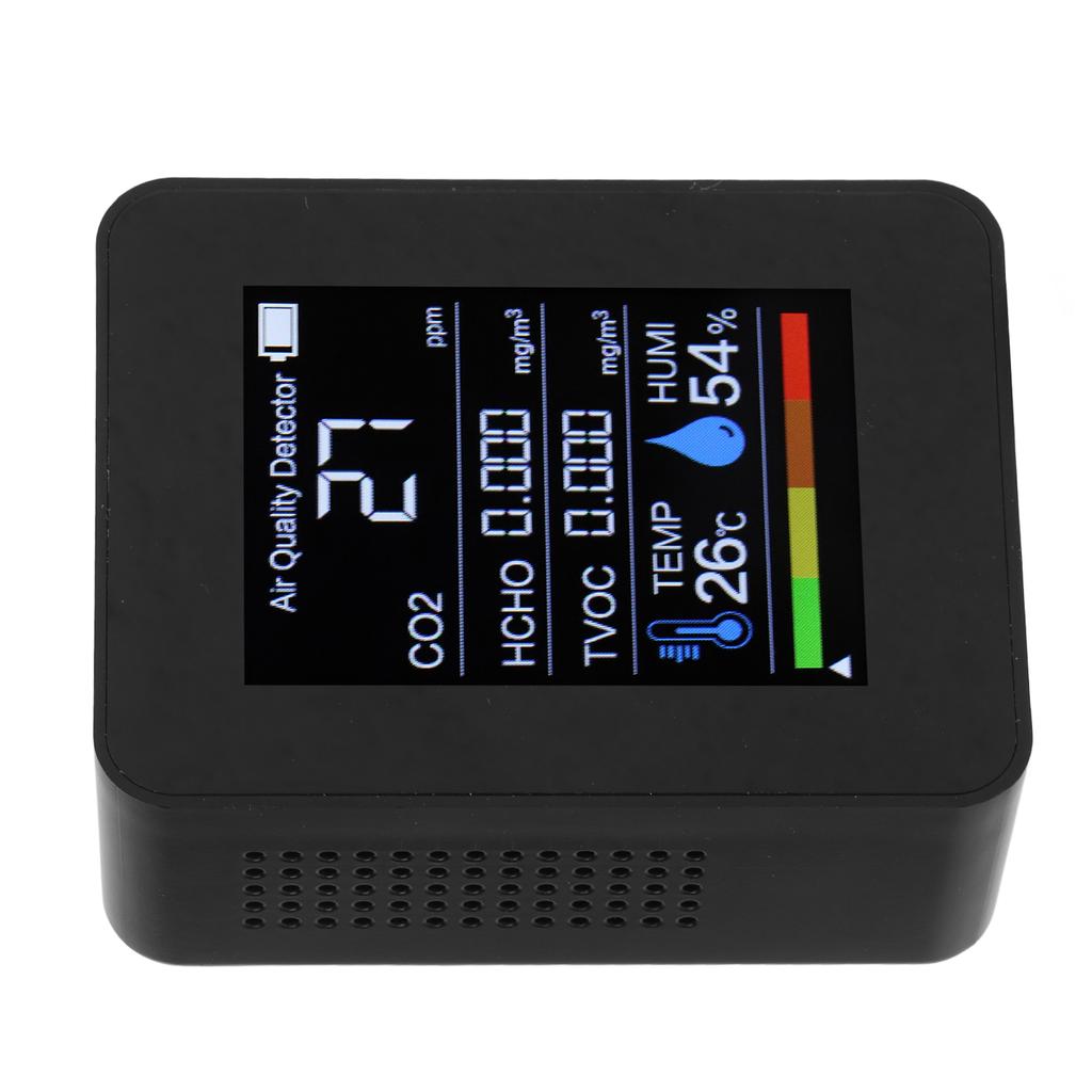 5 In 1 Air Quality Monitor Digital Portable Carbon Dioxide Detector TVOC HCHO Temperature Humidity Tester