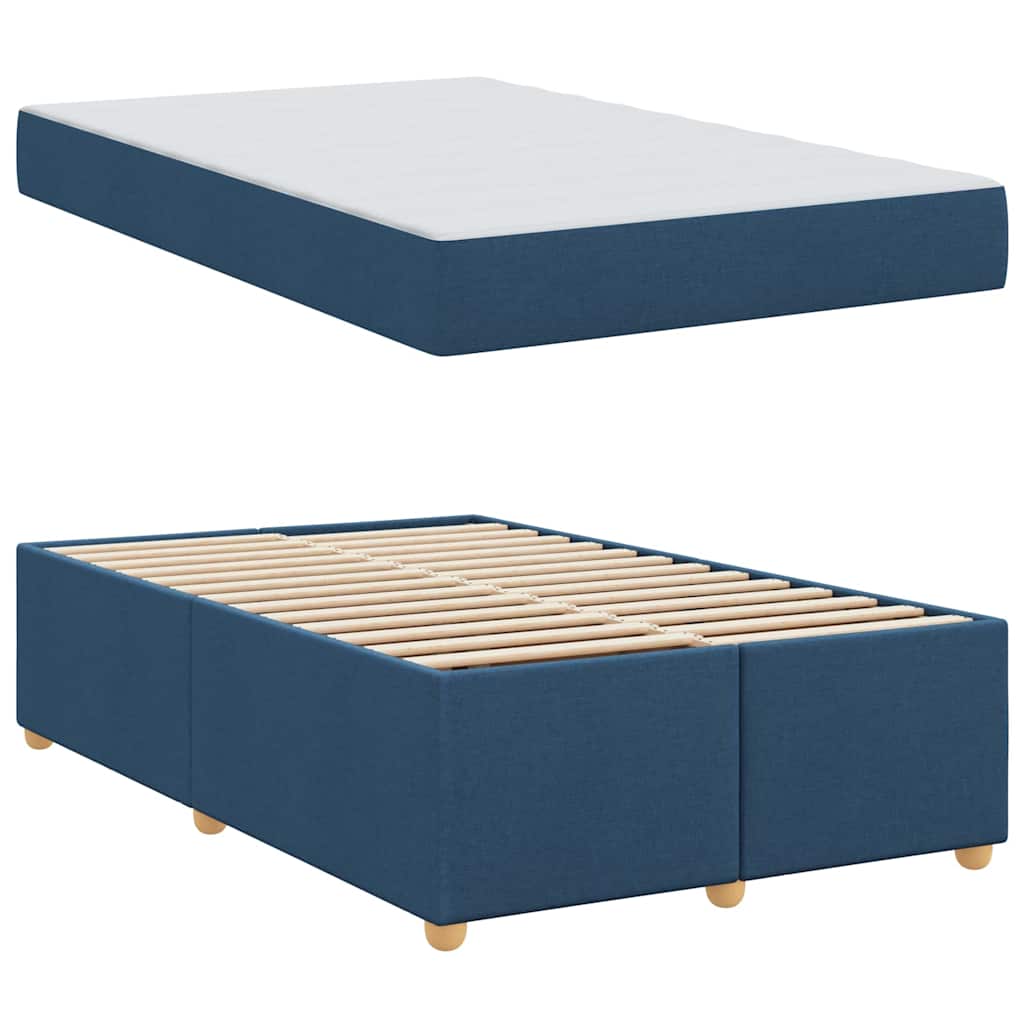 Bed Frame with Mattress Blue 120 x 190 cm Fabric