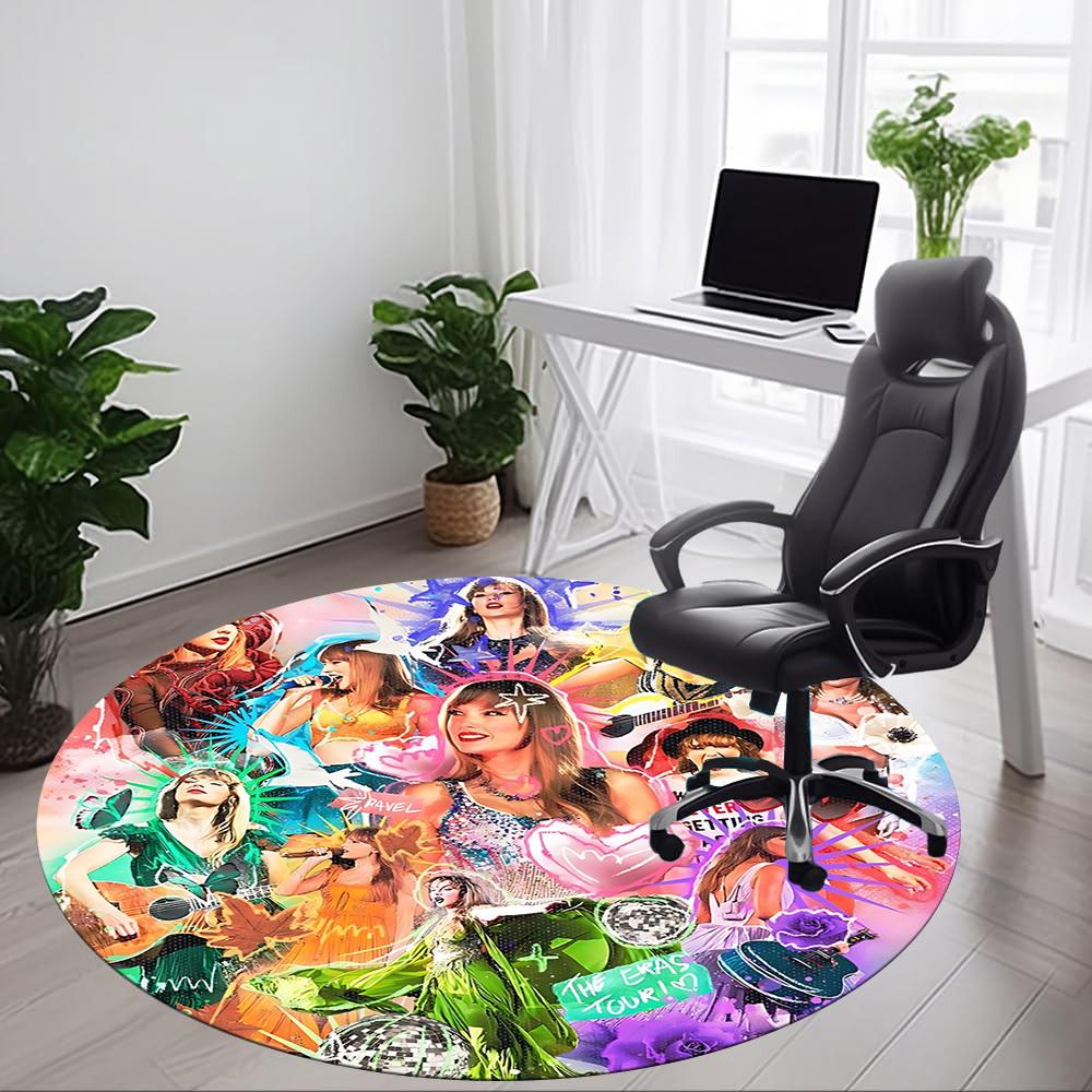 1PC Taylor Swift Office Round Rug, Non-slip, Soft and Durable Office Rug for Interior Decoration, Perfect for Office, Beautiful Decoration