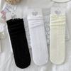 Summer Thin Net Socks Paired with Mary Jane Shoes, Ballet-style Hollowed-out Linen Patterned Mid-calf Socks, Women's Pile-up Socks