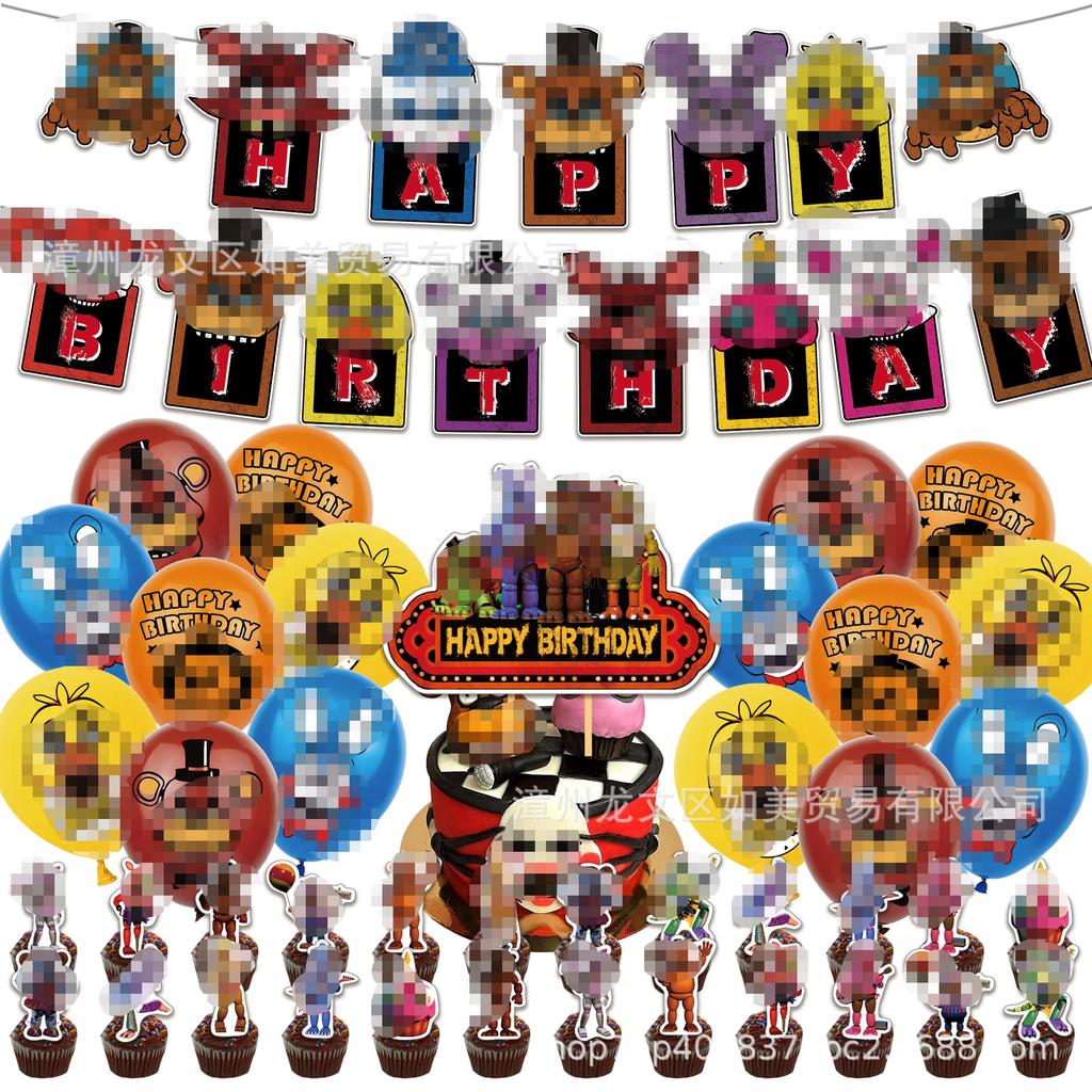 Creative Birthday Party Decorations Kit Teddy Bear Theme Banner Cupcake Toppers Balloons Set Kids Boys Girls Party Supplies
