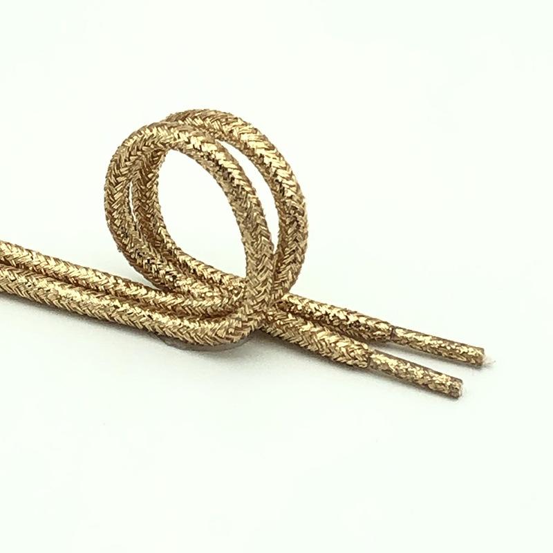 New Round Shiny Metallic Glitter Shoelaces Gold Silver Silk Shoe Laces Sports Canvas Casual Colorful Rainbow Gradient Shoelace