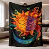 2026 New Flannel Blanket Featuring a Bright Sun And Moon Design, Soft And Lightweight Polyester, Perfect for Sofa, Bed, Travel, And Camping. Machine W