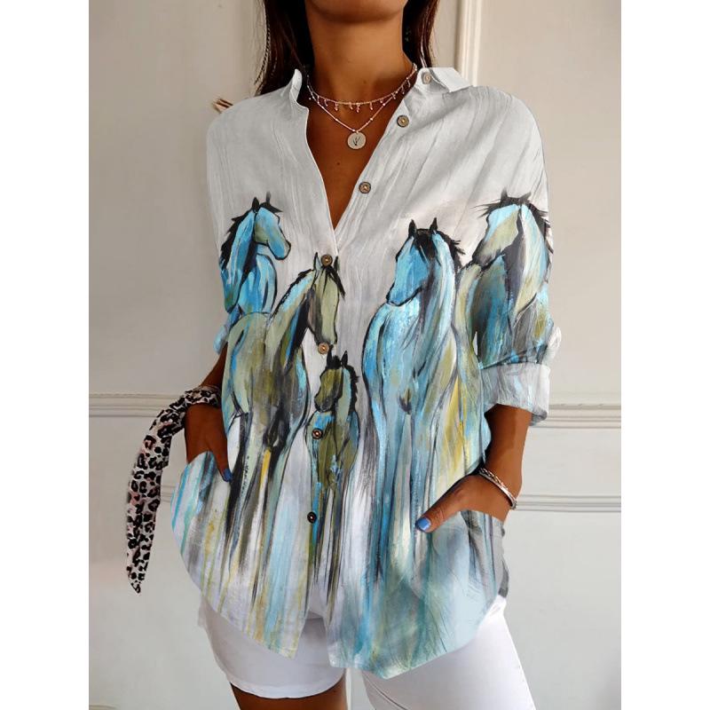3D Abstract Pattern Women's Long Shirt with Drop Shoulder Sleeves