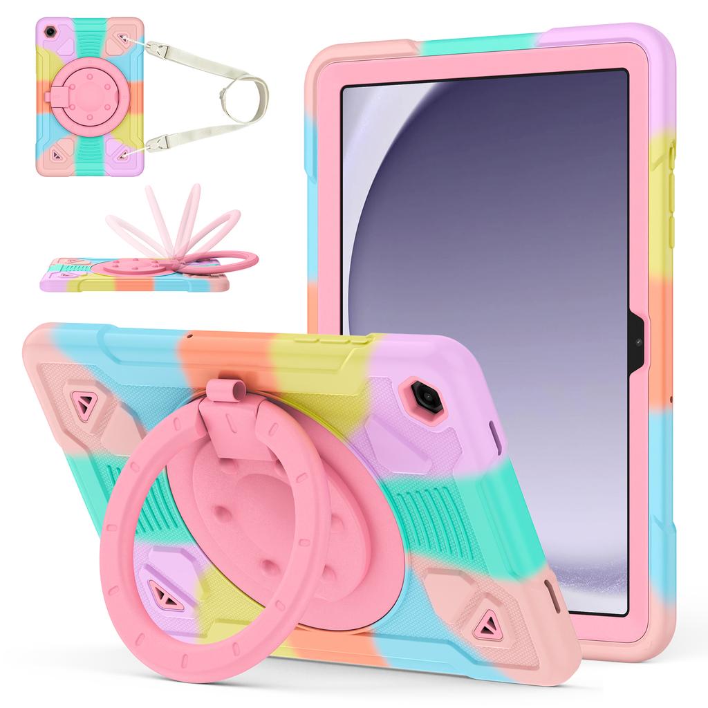 Tablet Case For Samsung Galaxy Tab A9 / Tab A11 Kickstand Space Planet PC + Silicone Tablet Cover with Shoulder Strap