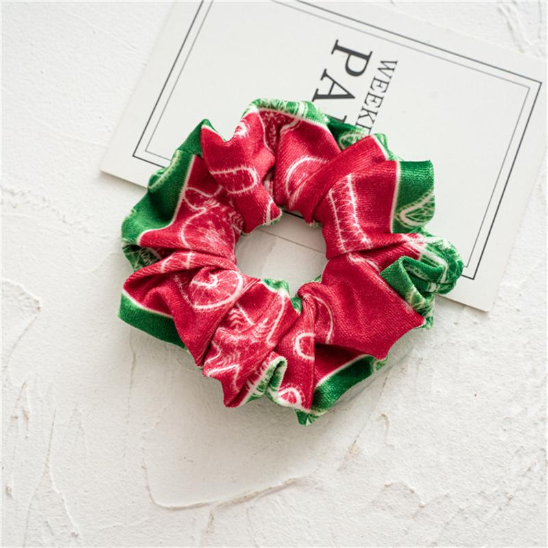 30pcs  Women Hair Scrunchies Christmas Print Corduroy Cloth Hairbands Lady Girls Ponytail Hair Ties Accessories