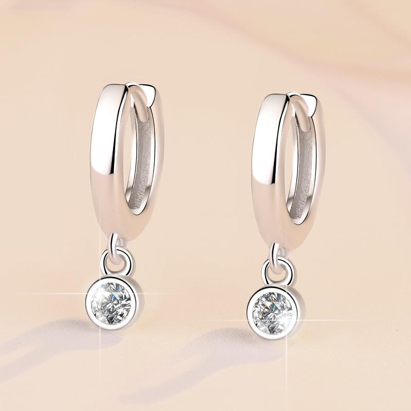 Little Bubble Minimalist Earrings Women s 0.1CT Moissanite PT950 Platinum -moissanite accent, bubble shape, party eye-catcher серебряный