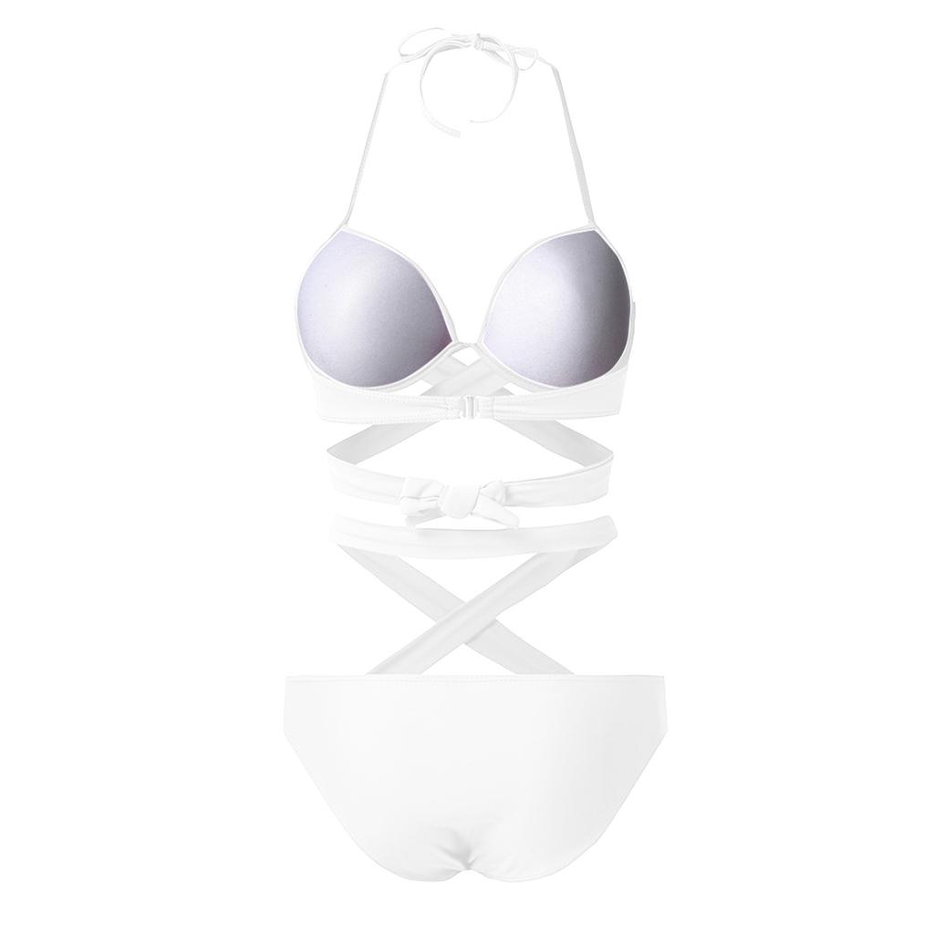 Women Two Piece Swimsuit Crisscross Strap Bikini Set High Waist Bottoms Adjustable Tie Back Swimwear