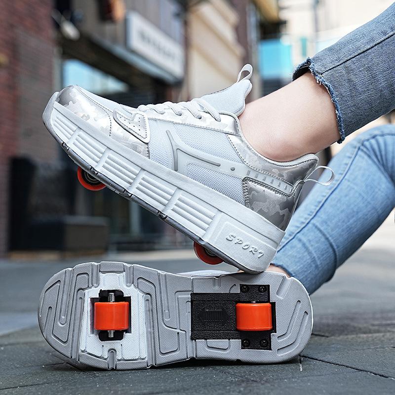 Two Wheels Children's Roller Skate Shoes For Kids Boys Girls Sports Sneakers Walking Running Wear-resistant Casual Skateboard