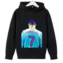 Spring Autumn Casual Children's Hoodie Sports Sweatshirt for Boys and Girls Ronaldo Printed 2-14 Years Fashion Kids Pullover Top