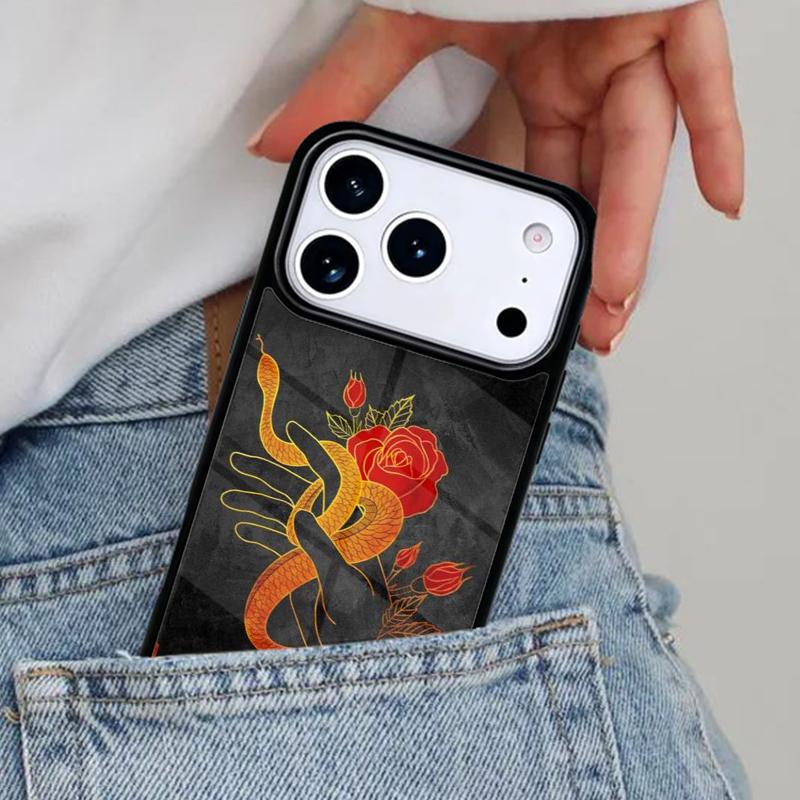 Hand Snake Flower Phone Case for iPhone 16e 15 14 13 12 17 Pro Max Plus Air 17pro Cover Coque
