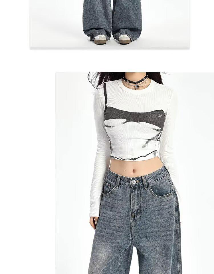 Wide-Leg American Style Retro Jeans for Women - Spring/Autumn 2026 Collection - Relaxed Fit, Baggy, and Floor-Length