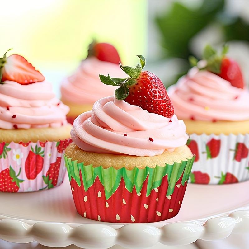 300pcs Strawberry Patterned Cupcake Liners | 5*3cm Paper Baking Cups for Various Festive Occasions, for Mother'S Day, Easter