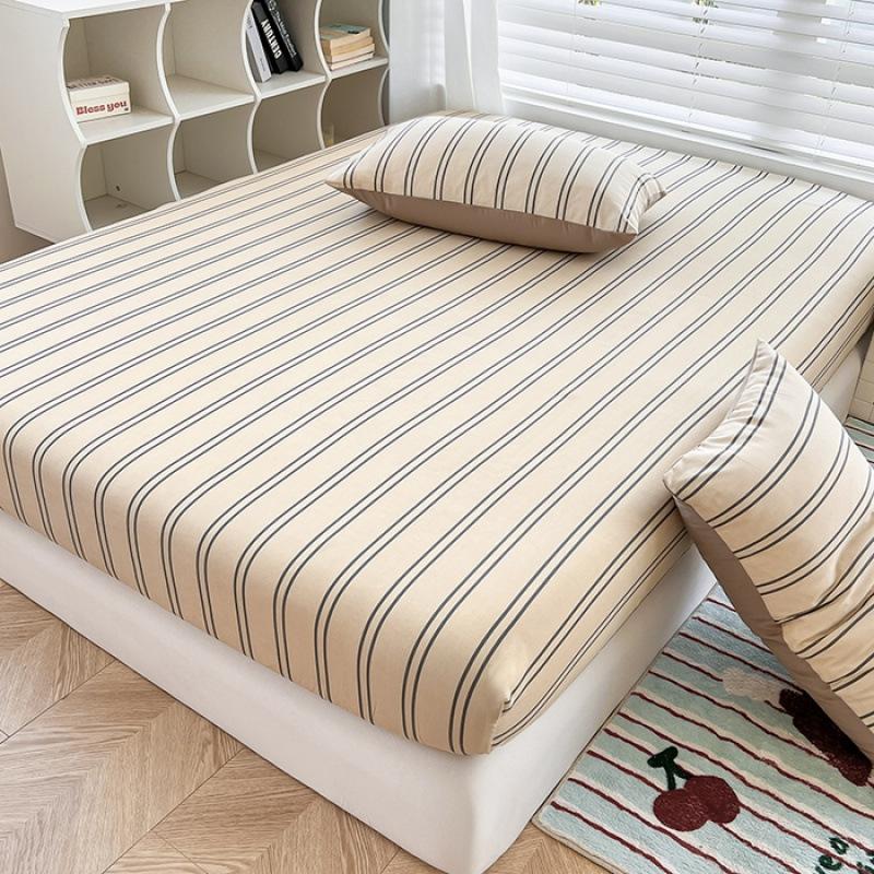 

New machine washable fitted sheet non-slip all-inclusive mattress protective cover student fitted sheet three-piece set 90x200cm 3pcs