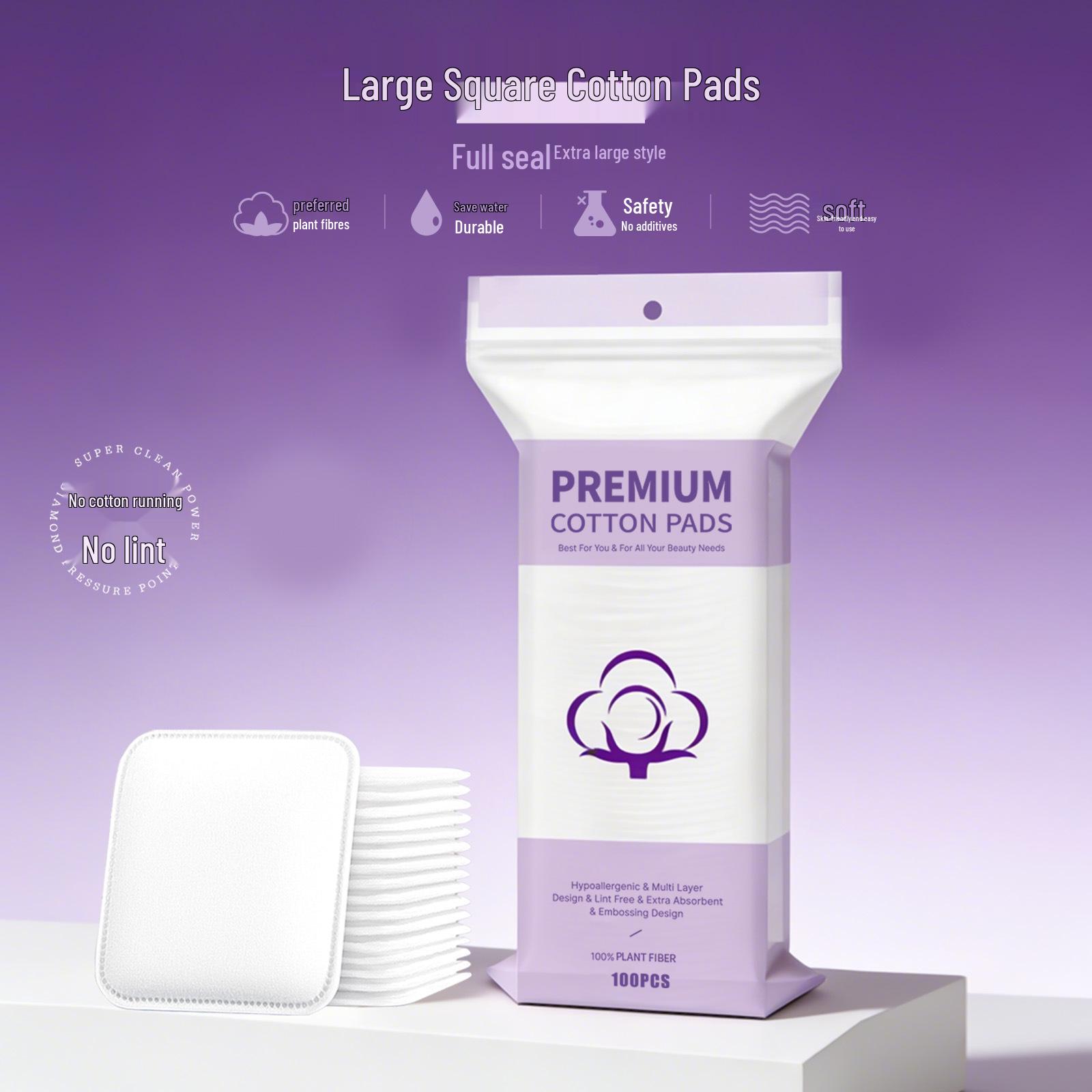 All English Large Makeup Remover Cotton Pads 7x7.5cm - Thick Face Cleansing Pads