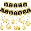 Moon Lanterns Hanging Eid Mubarak Bunting Banners,Ramadans Mubarak Decors M68E