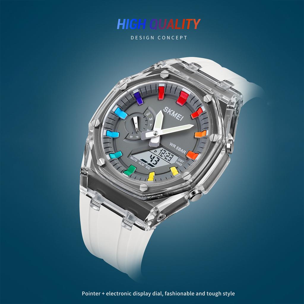 SKMEI Digital Watch 50M Water Resistant Backlight Wrist Watch World Time Stopwatch Daily Alarm