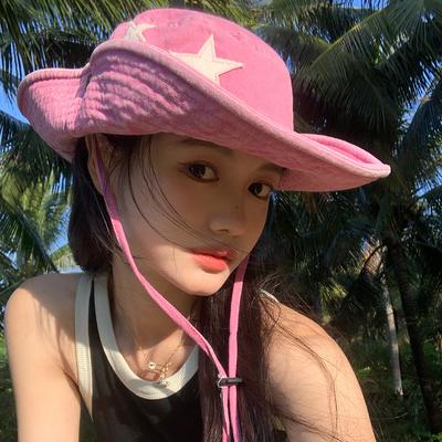Sweet and Cool Vintage Western Cowboy Hat for Women Sunshade Sunscreen Mountaineering Hat Girl Outdoor Camping Fishing Hat