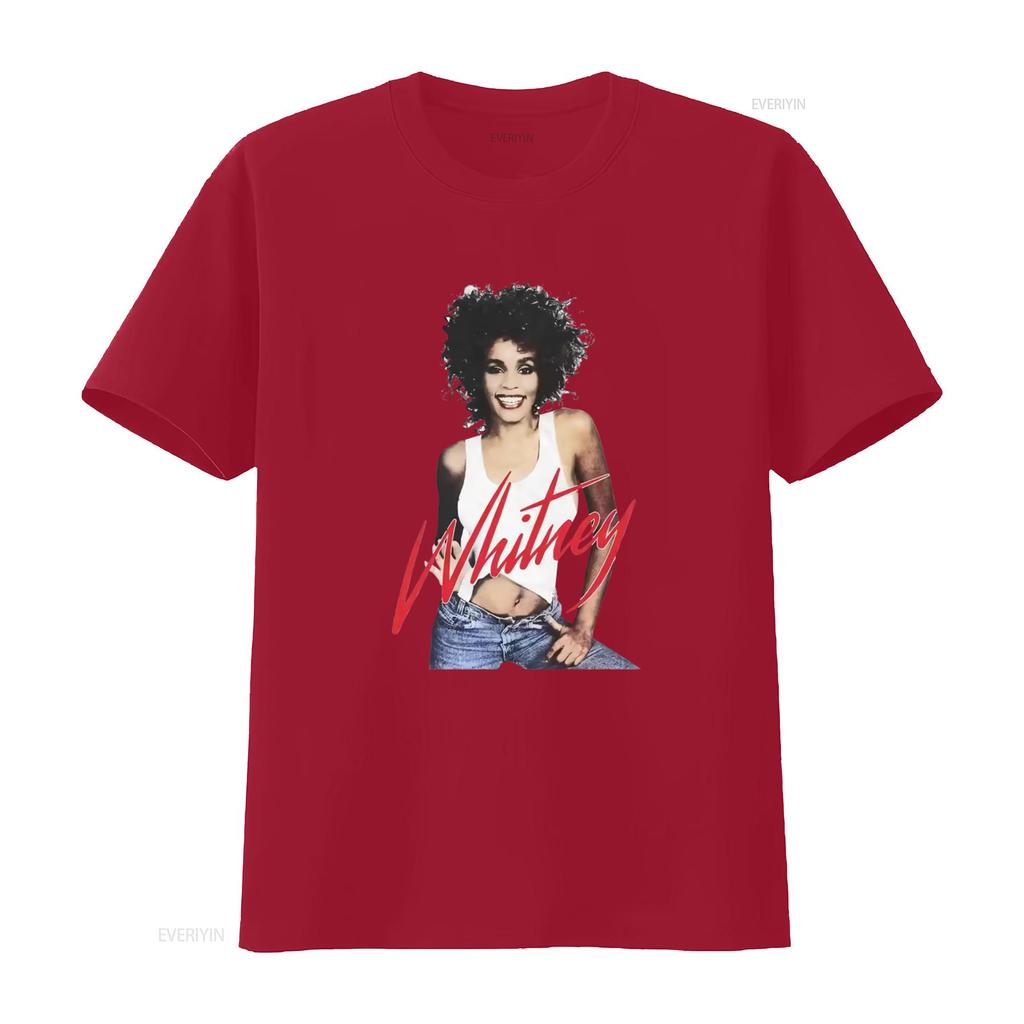 T-shirt Whitney Houston Iconica Foto Stampa Wanna Dance Stile Retro Moda vintage Lavata Alla Moda uomo Comoda