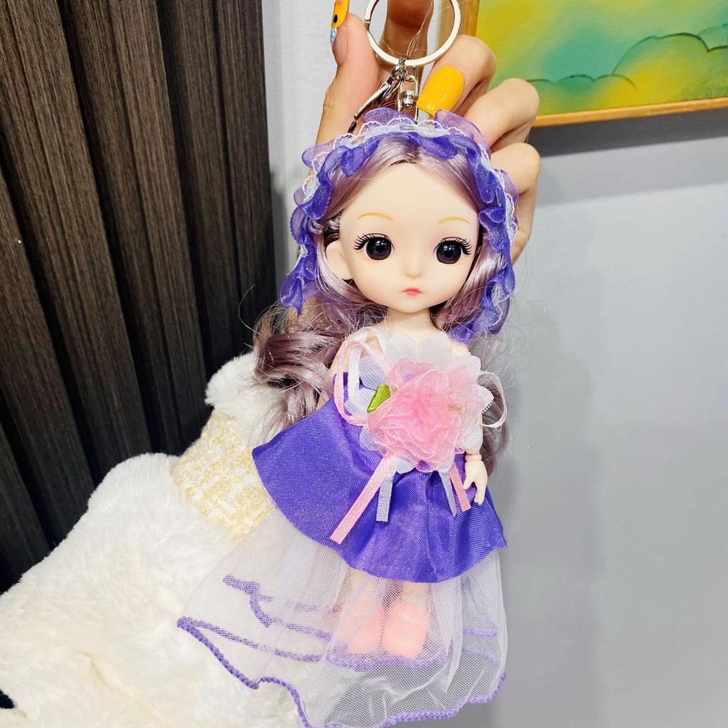 Dress Long Princess Doll Keychain Gift For Daughter Cute Exquisite Dress Up Princess Doll Toy Corsage Keyring Female Bag Pendant
