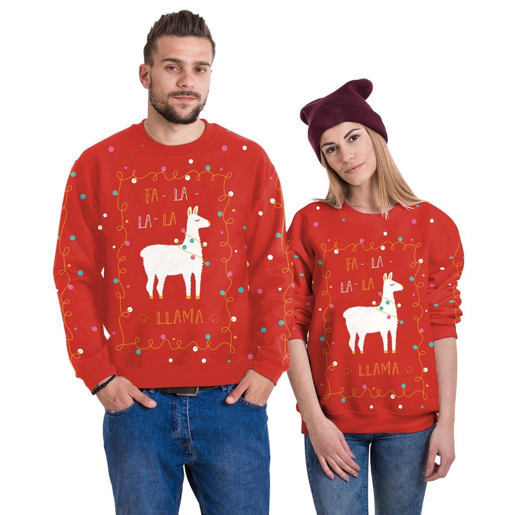 Übergroßer, locker sitzender Weihnachts-Hoodie mit Rundhalsausschnitt für Damen