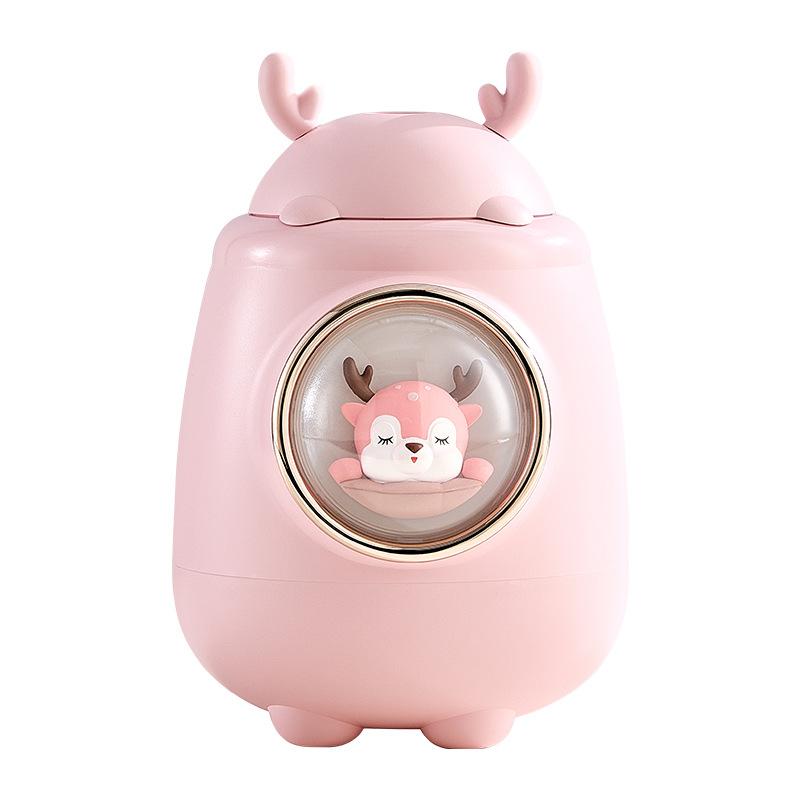 

Портативный увлажнитель воздуха с автоматически вращающейся проекционной лампой 2000 мАч USB перезаряжаемый ароматический диффузор для дома и офиса бесшумный туманообразователь Pink Deer