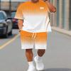 Herrens fritids- och sportset, herrarnas kortärmade t-shirt+shorts set 2-delat set