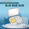 Portable Metal Pill Container Adorable Sardine Print 2-Compartment Pocket Medication Holder for Travel Daily Use