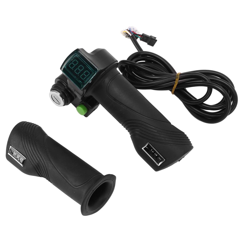 One Pair Electric Bike Throttle Handlebar with Big Head Lock Blue Screen 12V To 99V Bike Throttle Grip for Riding