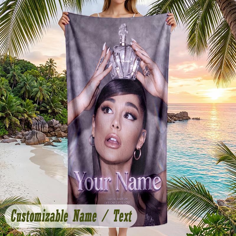 Ariana Grande Beach Towel, Personalized Custom Name Text, Quick Dry Large Absorbent Towel For Beach Pool